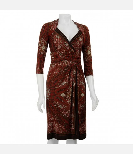 AK Anne Klein Printed Matte Jersey Dress