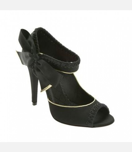Rally Black Satin Peep-Toe Pumps