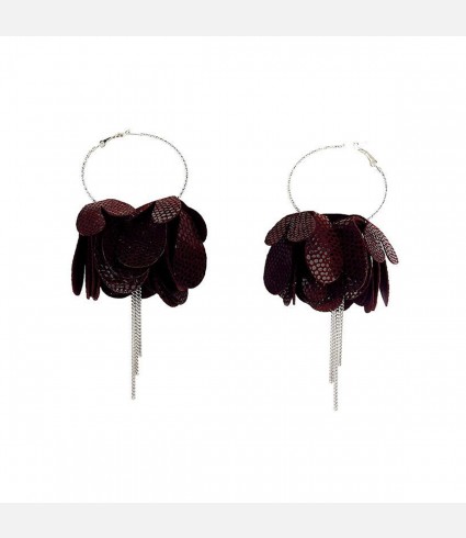 Droop Petal Hoop Earrings with Chain