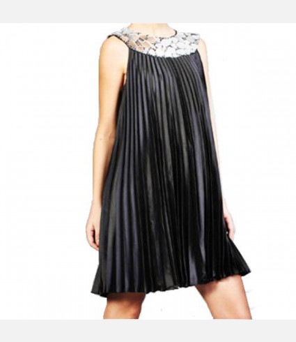 Black Pleated Cocktail Dress