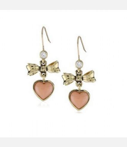 E-Coral Bow Drop Earrings