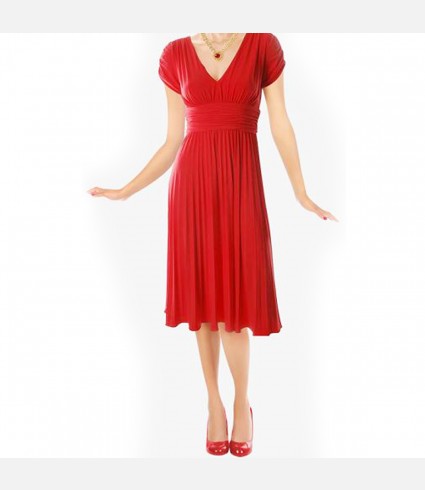 Red Pleated Dress