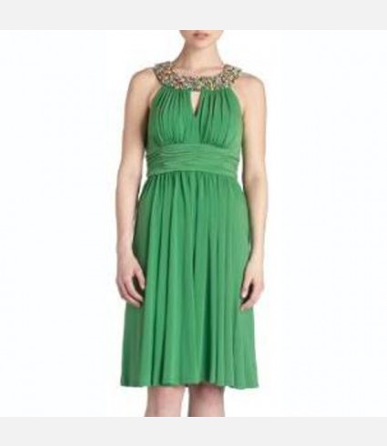 Beaded Neck Keyhole Dress