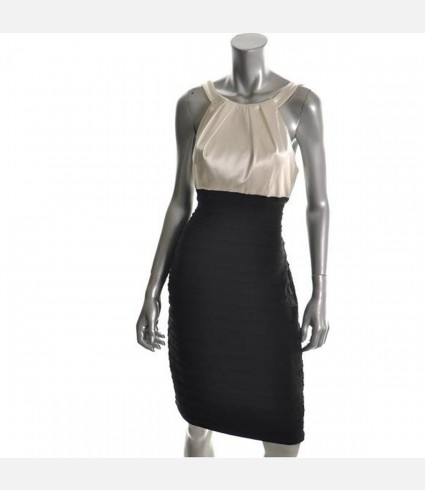 Shutter Pleated Black Cocktail Dress
