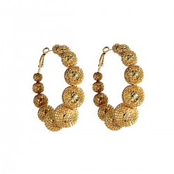 Aztec Coyotl Hoop Gold Earrings