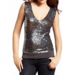 Sequin V Neck Top