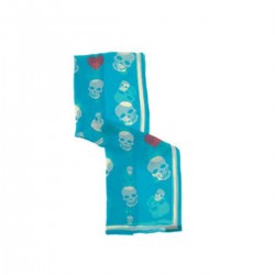 Silk Chiffon Skull and Heart Scarf