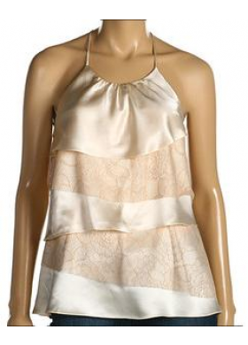  Pale Tiered Silk & Lace Cami