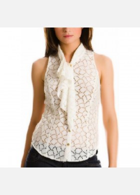 Ruffled Lace Sleeveless Shirt