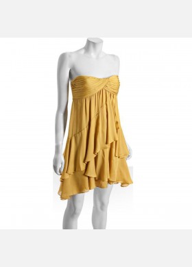 Asymmetric Bamboo Tiered Strapless Dress