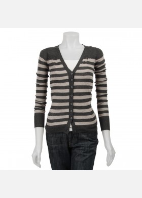 Long-sleeve V-neck Striped Cardigan Sweater