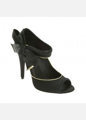 Rally Black Satin Peep-Toe Pumps