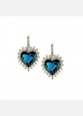 Blue Heart Crystal Earrings
