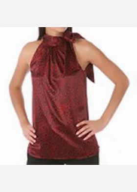 Printed Tie Neck Charmeuse Blouse