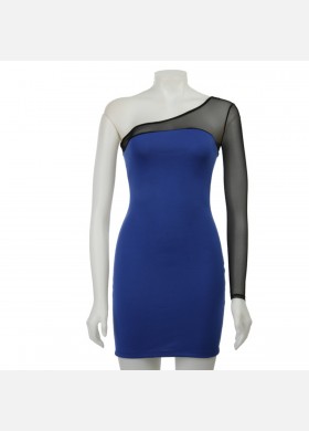 Cobalt Sheer Illusion Dress