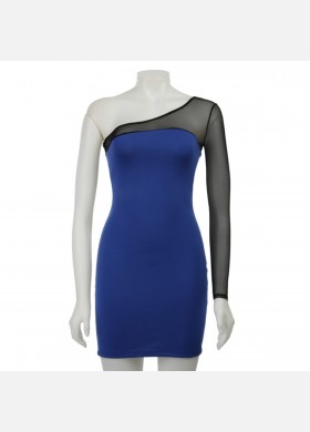 Cobalt Sheer Illusion Dress