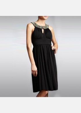 Beaded Neck Keyhole Dress