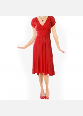 Red Pleated Dress