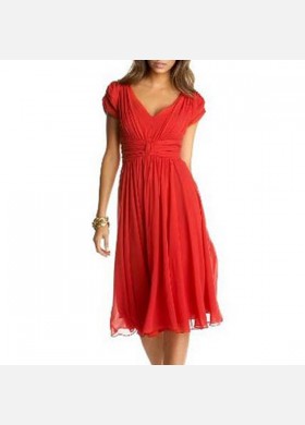Red Pleated Dress